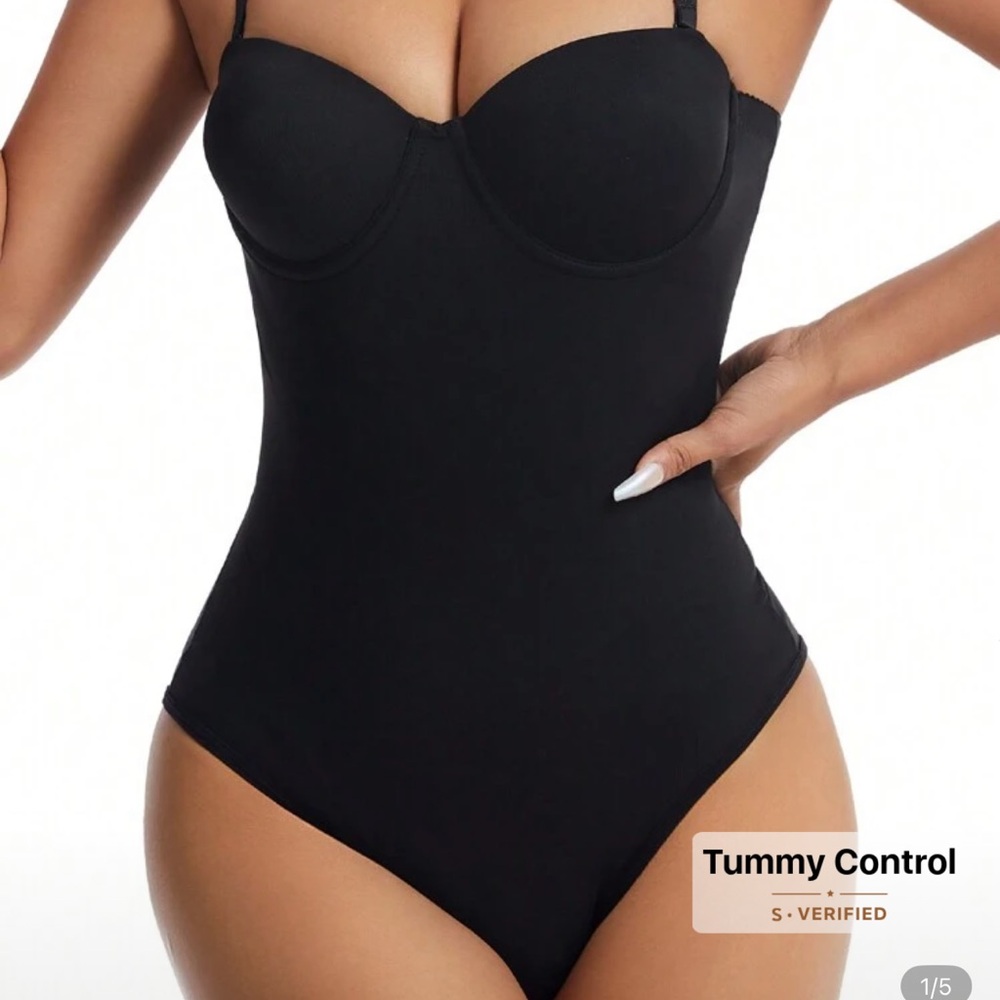SHEIN Black Strapless Shapewear Bodysuit